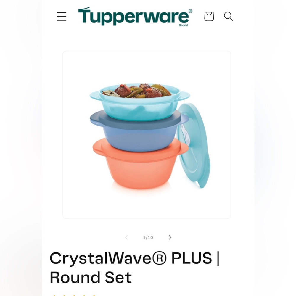 NEW!!Tupperware CrystalWave PLUS Round Set - Blue and Orange 3 pieces